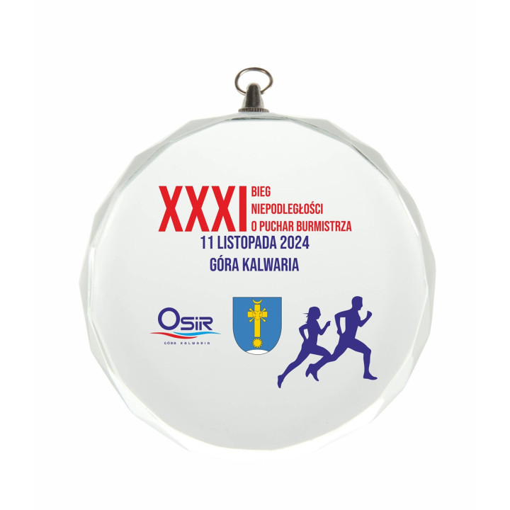 Medal Szklany  60mm DOWOLNY GRAWER i NADRUK