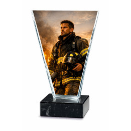 Statuetka szklana  straż pożarna TM 118STR2 grubość 1cm